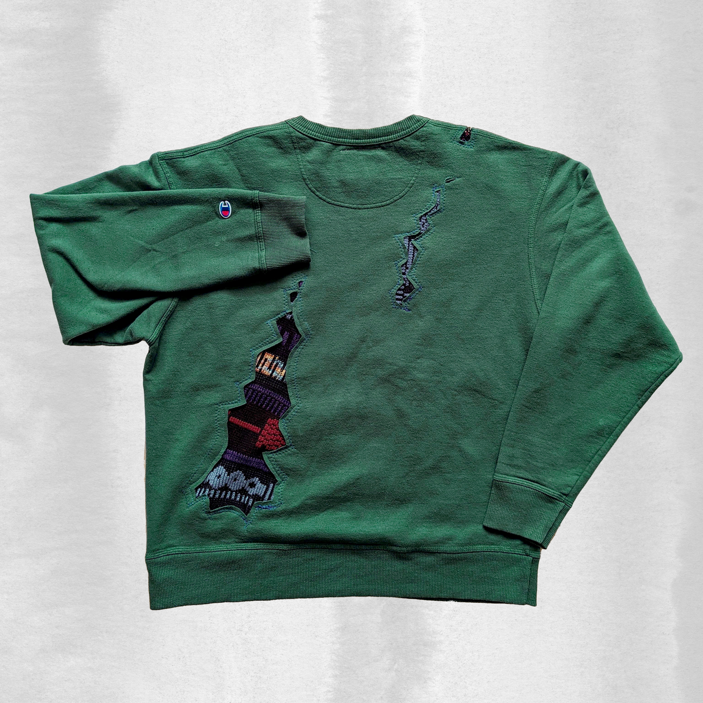 Reworked Champion Crewneck 'Grand dad' Sweater Green (L)