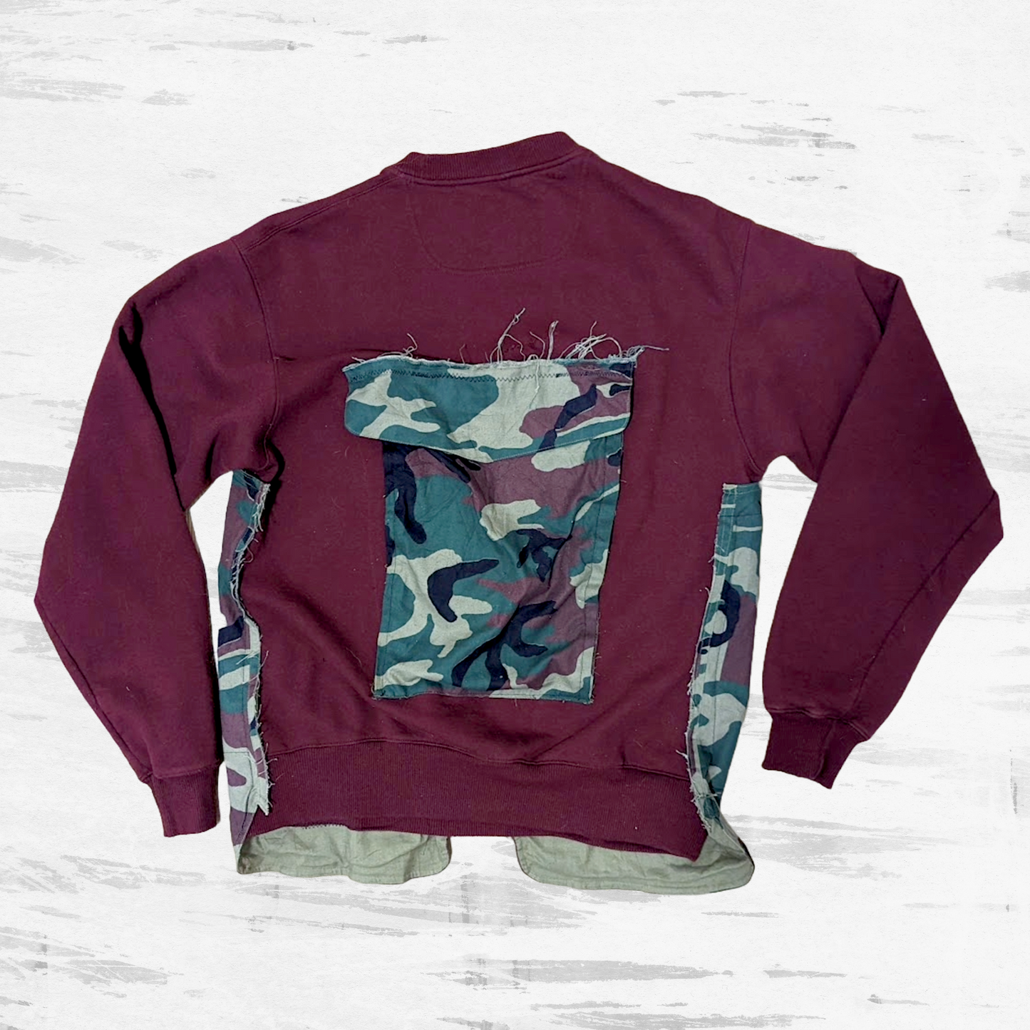 Reworked Champion Crewneck Sweater Burgundy/Fatigue (M)