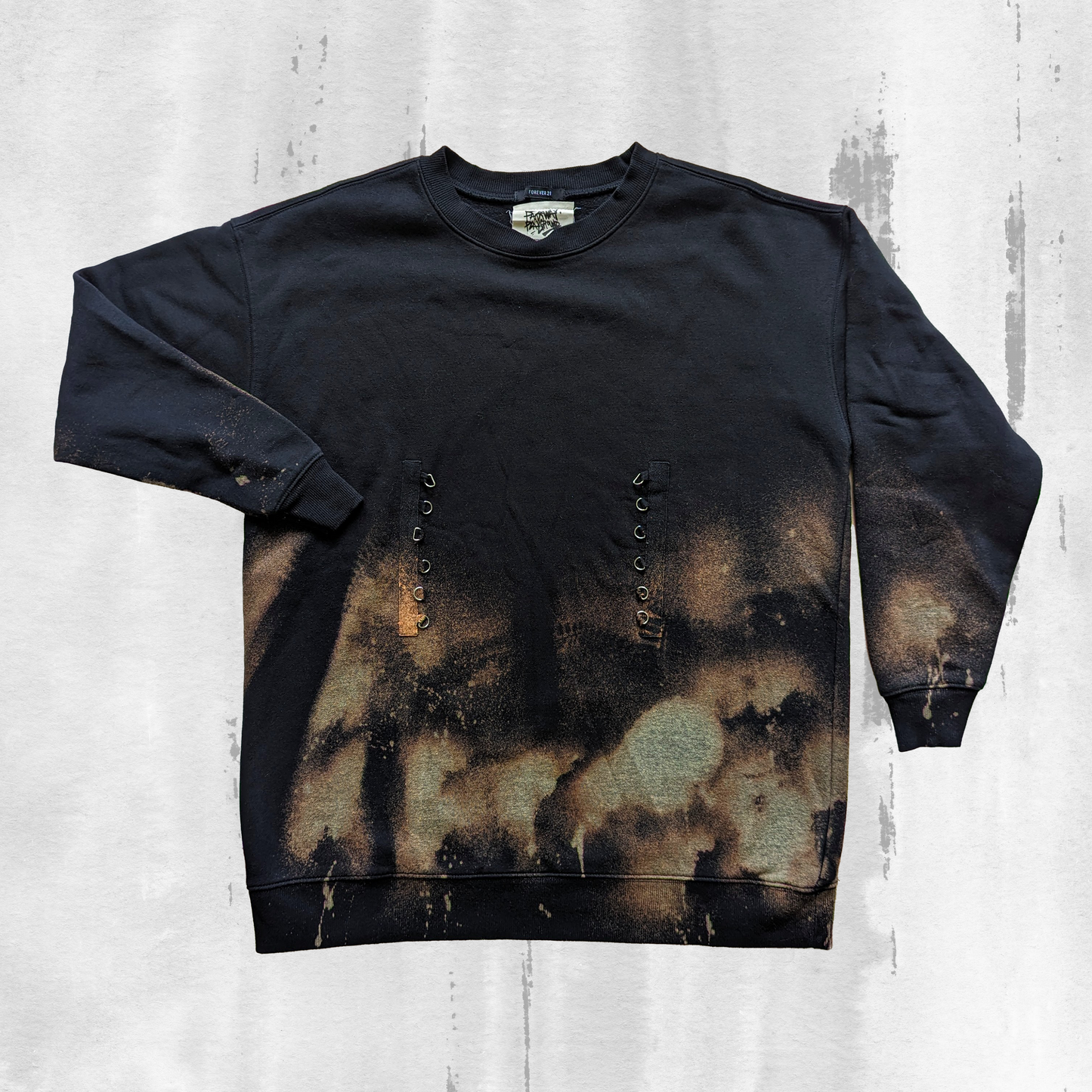 Parkway Playground Bleach Dyed 'Back Tag' Crewneck Black (XL)